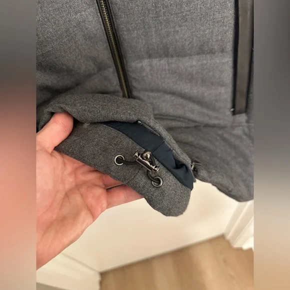 Vince Vest Zip Grey Quilted Puffer Lamb Leather & Wool Medium (M) - Picture 5 of 8